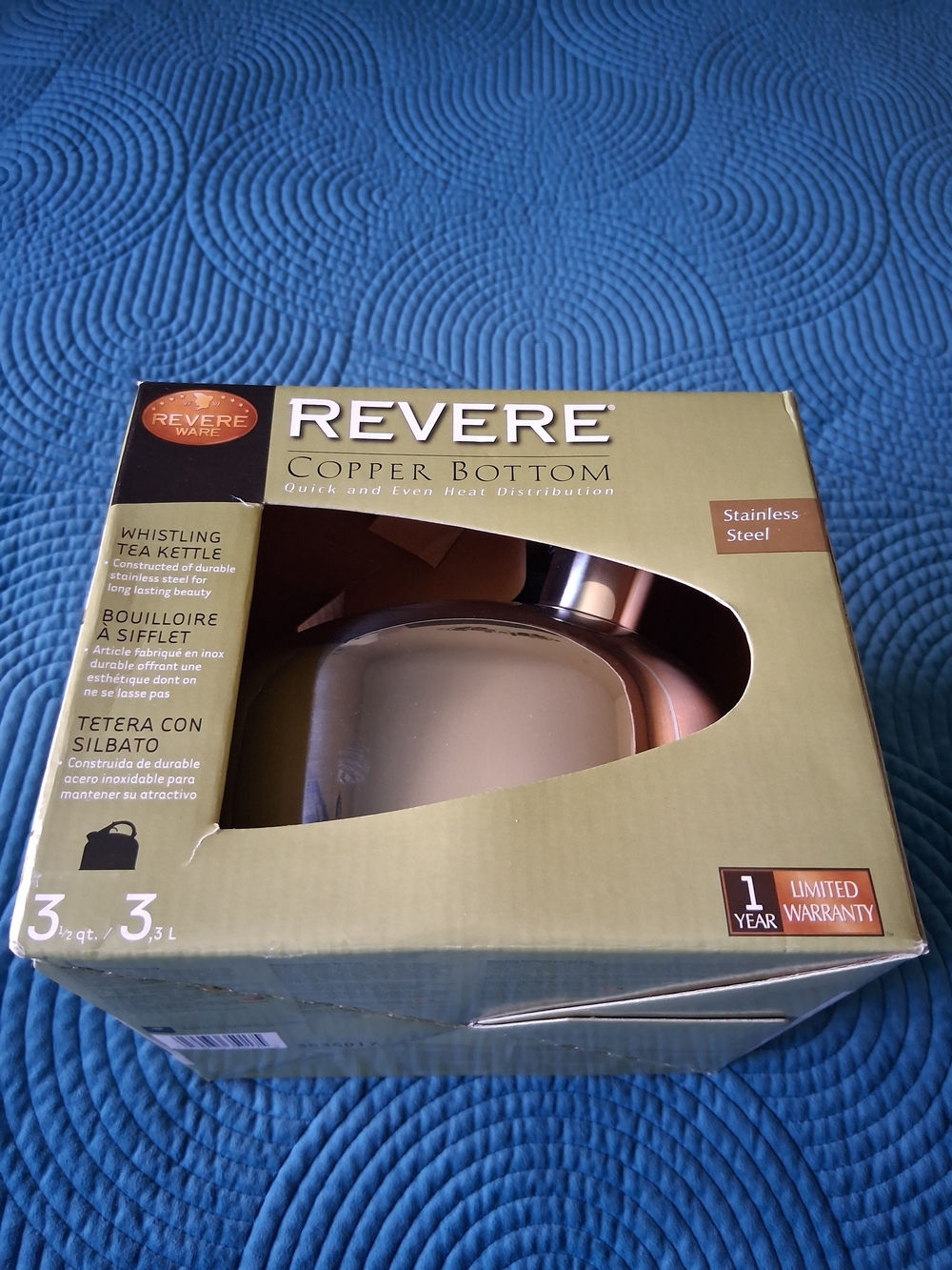 Vintage Revere Ware Copper Bottom Whistling Tea Kettle 3.5 Qt Model 352701